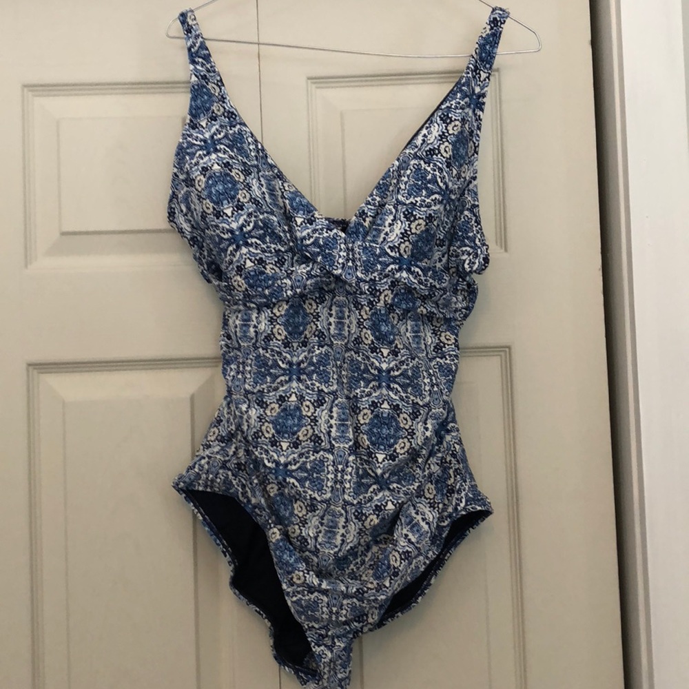 Blue one piece swim suit